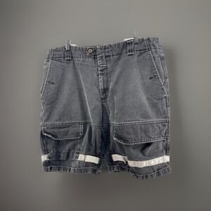 Marithe Girbaud Cargo Shorts Gray Strap Logo Y2K Streetwear Size 42